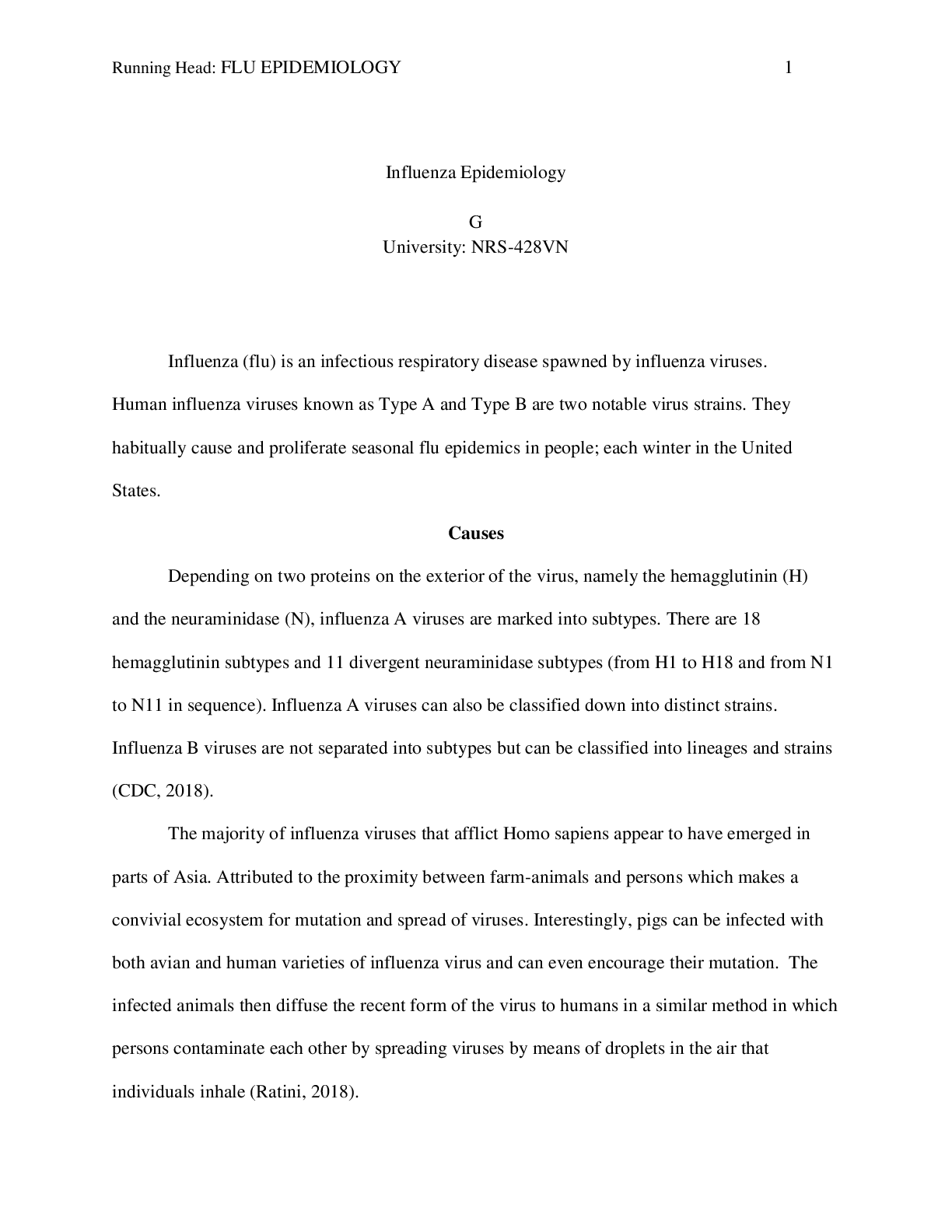 Preview image for NRS 428 Epidemiology Flu Influenza